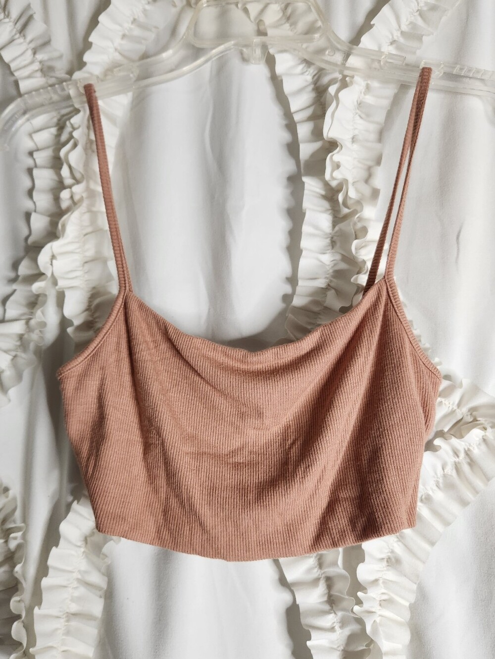 JOAH BROWN Crop Cami Tank Size Small Medium S/M Tan Orange Ribbed